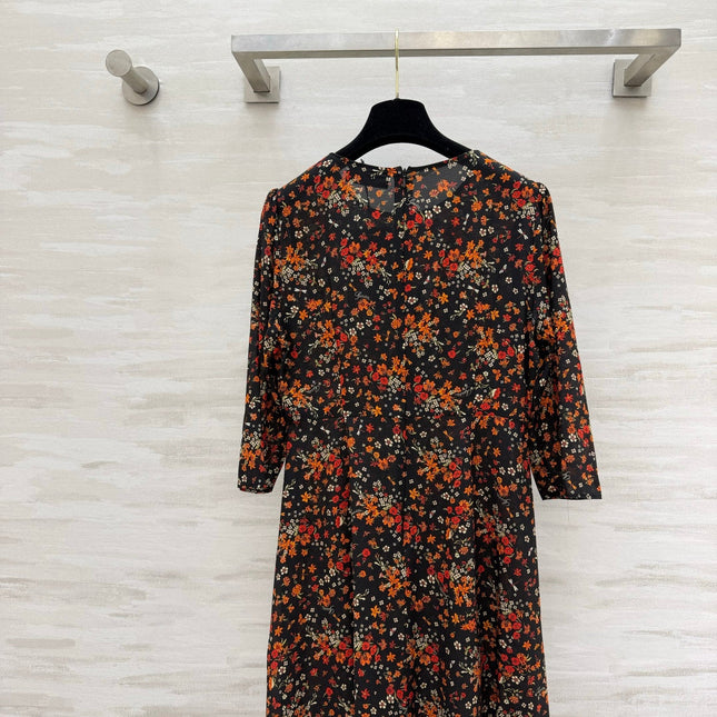 GUCCI 26S LONG-SLEEVE FLORAL A-LINE DRESS 399