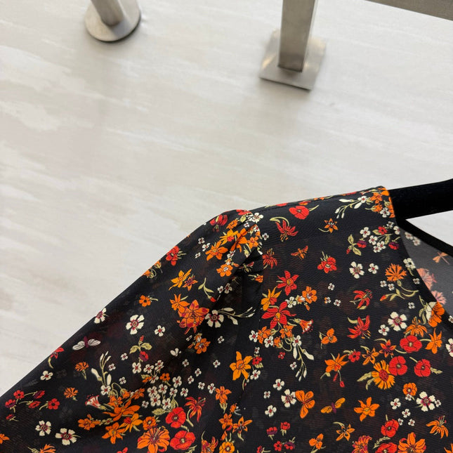 GUCCI 26S LONG-SLEEVE FLORAL A-LINE DRESS 399