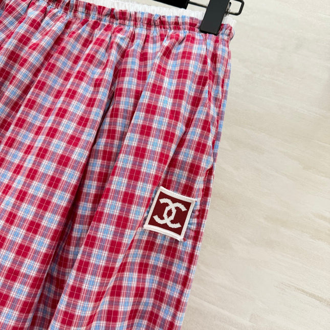 CHANEL 26S PLAID WIDE-LEG PANTS 1445