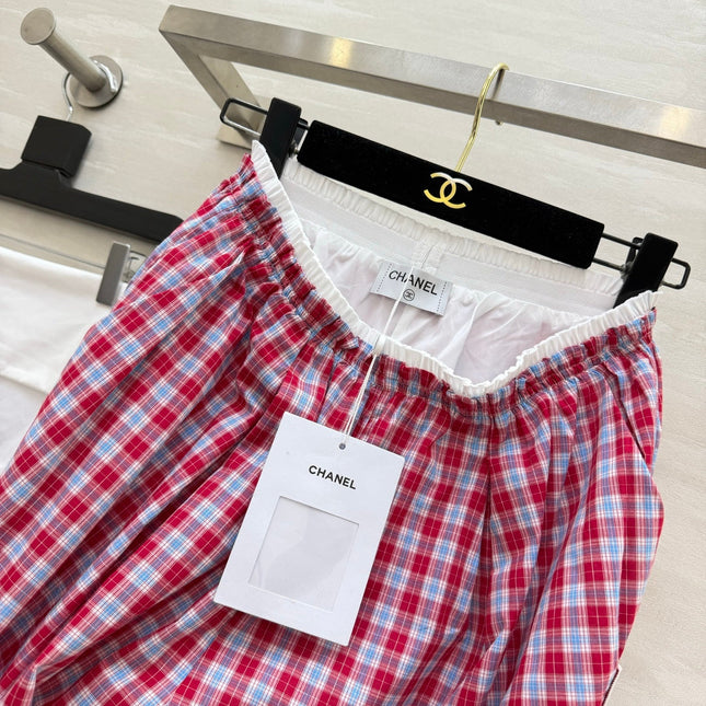 CHANEL 26S PLAID WIDE-LEG PANTS 1445