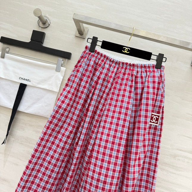 CHANEL 26S PLAID WIDE-LEG PANTS 1445