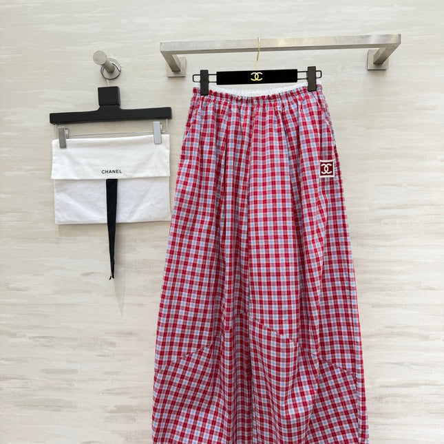 CHANEL 26S PLAID WIDE-LEG PANTS 1445