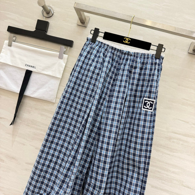 CHANEL 26S PLAID WIDE-LEG PANTS 1444