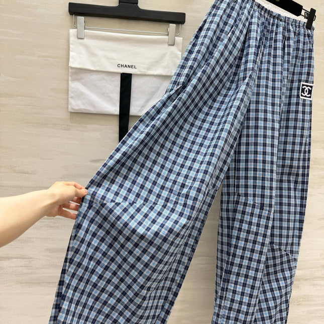 CHANEL 26S PLAID WIDE-LEG PANTS 1444