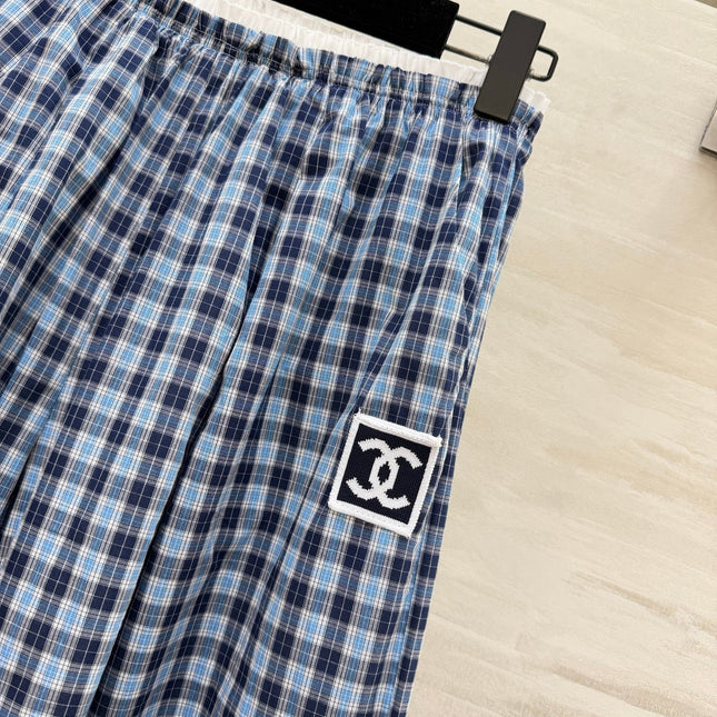 CHANEL 26S PLAID WIDE-LEG PANTS 1444