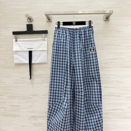 CHANEL 26S PLAID WIDE-LEG PANTS 1444