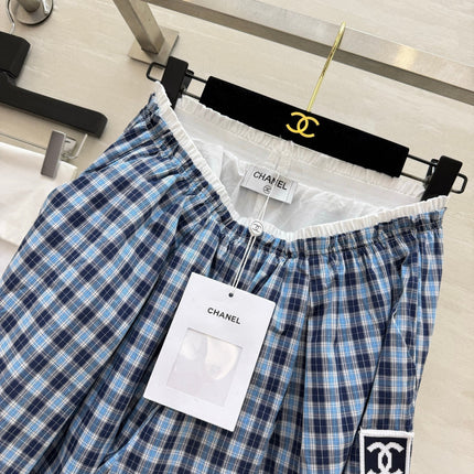 CHANEL 26S PLAID WIDE-LEG PANTS 1444