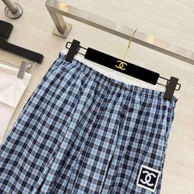 CHANEL 26S PLAID WIDE-LEG PANTS 1444