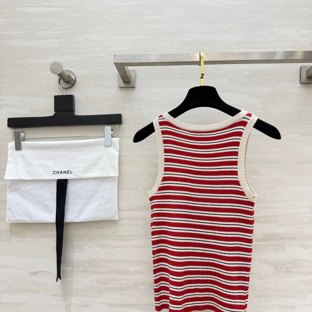 CHANEL 26S STRIPED SLEEVELESS KNIT TOP 1439