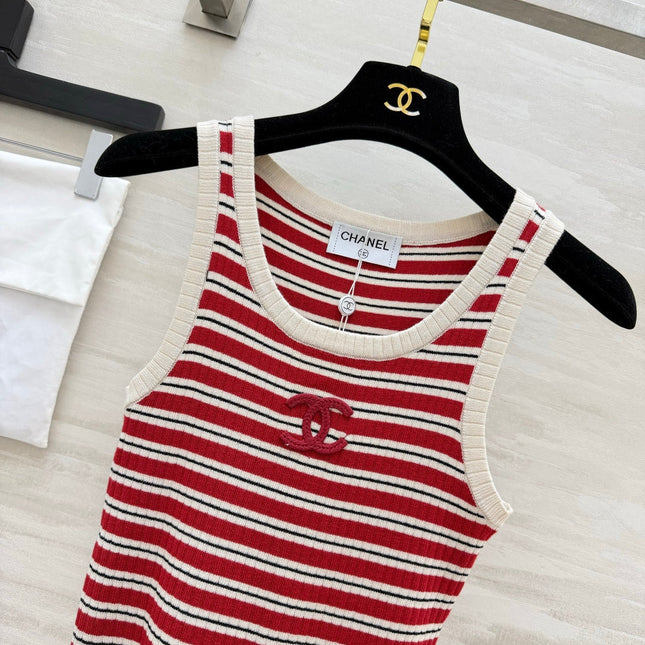 CHANEL 26S STRIPED SLEEVELESS KNIT TOP 1439