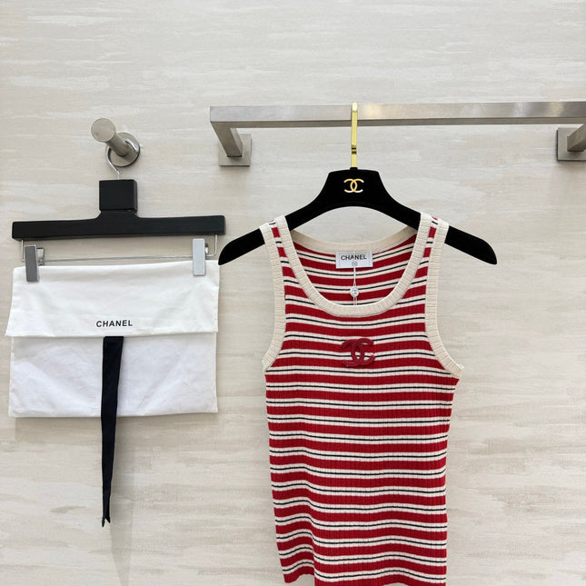 CHANEL 26S STRIPED SLEEVELESS KNIT TOP 1439
