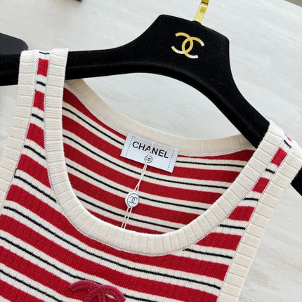 CHANEL 26S STRIPED SLEEVELESS KNIT TOP 1439