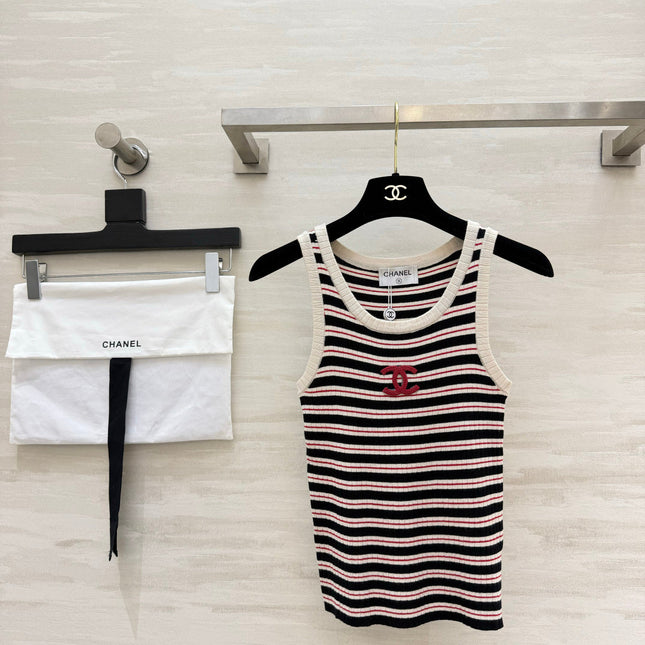 CHANEL 26S STRIPED SLEEVELESS KNIT TOP 1438