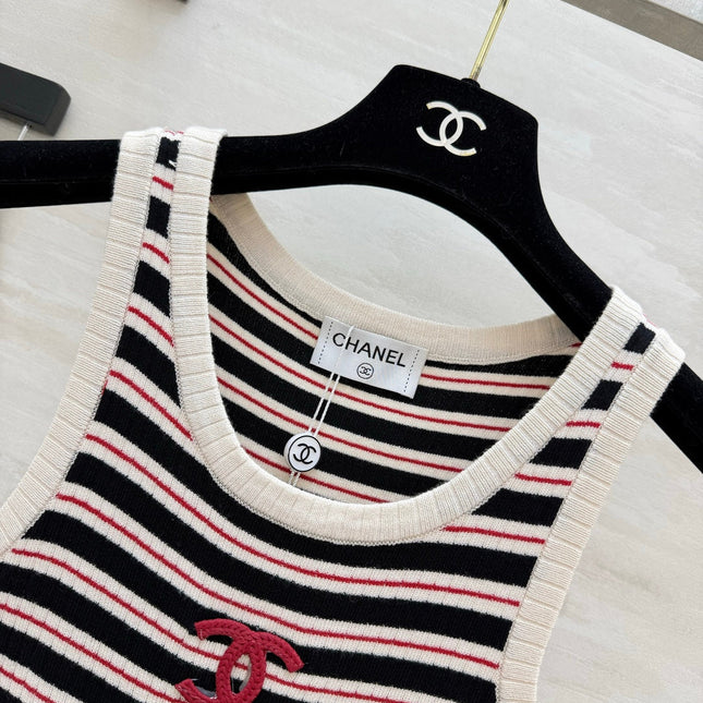 CHANEL 26S STRIPED SLEEVELESS KNIT TOP 1438