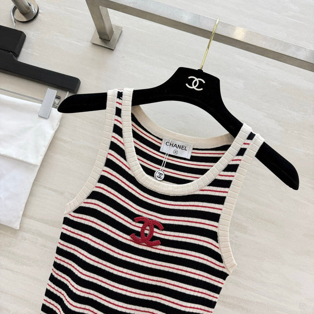 CHANEL 26S STRIPED SLEEVELESS KNIT TOP 1438
