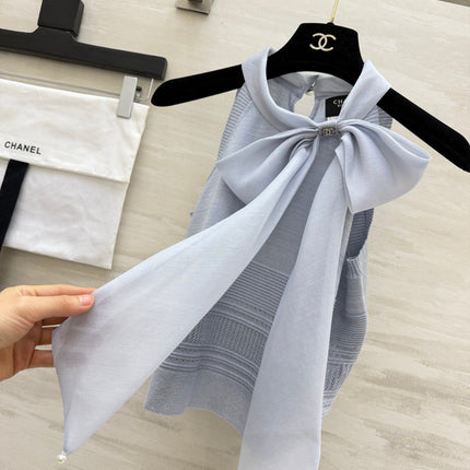CHANEL 26S BOW-NECK SLEEVELESS KNIT TOP 1426