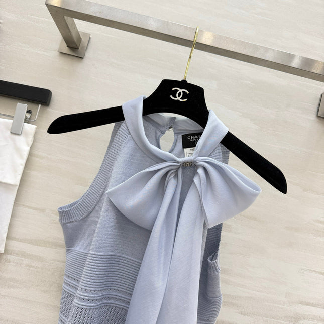 CHANEL 26S BOW-NECK SLEEVELESS KNIT TOP 1426