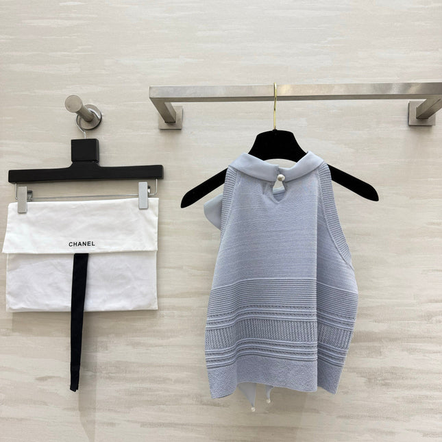 CHANEL 26S BOW-NECK SLEEVELESS KNIT TOP 1426