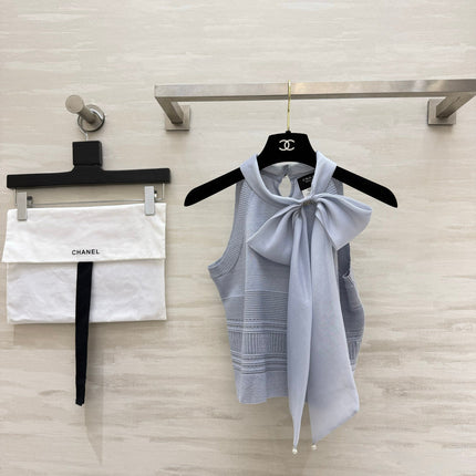 CHANEL 26S BOW-NECK SLEEVELESS KNIT TOP 1426
