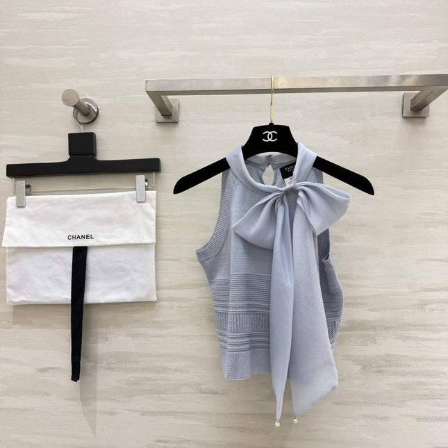 CHANEL 26S BOW-NECK SLEEVELESS KNIT TOP 1426