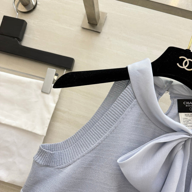 CHANEL 26S BOW-NECK SLEEVELESS KNIT TOP 1426