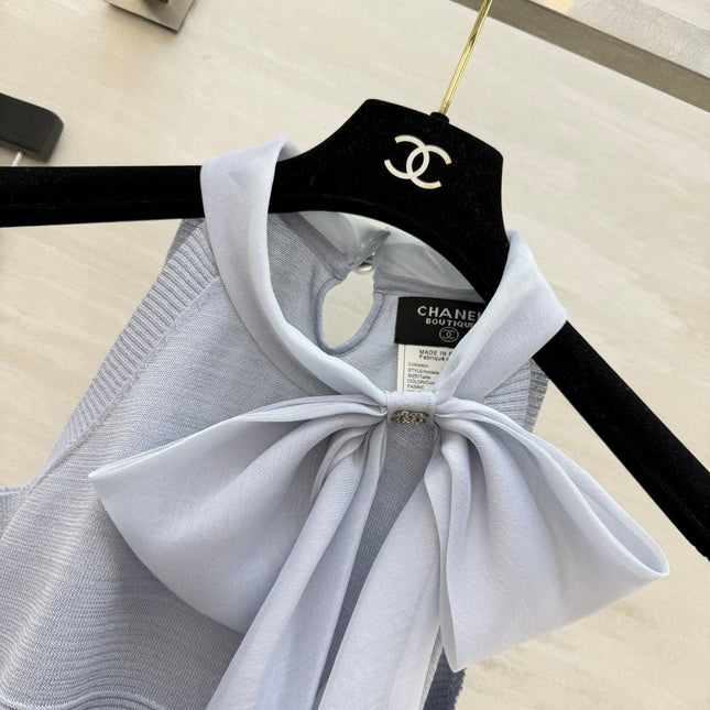 CHANEL 26S BOW-NECK SLEEVELESS KNIT TOP 1426