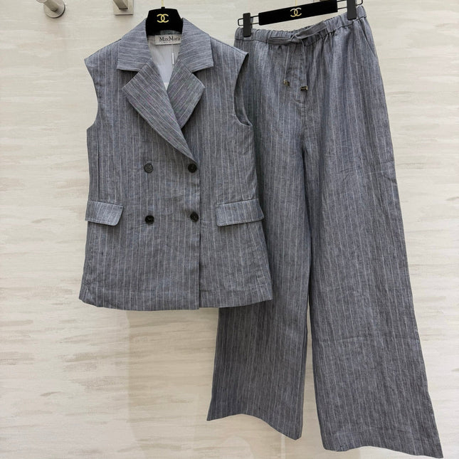 MAXMARA 26S SLEEVELESS BLAZER & WIDE-LEG PANTS SET 352