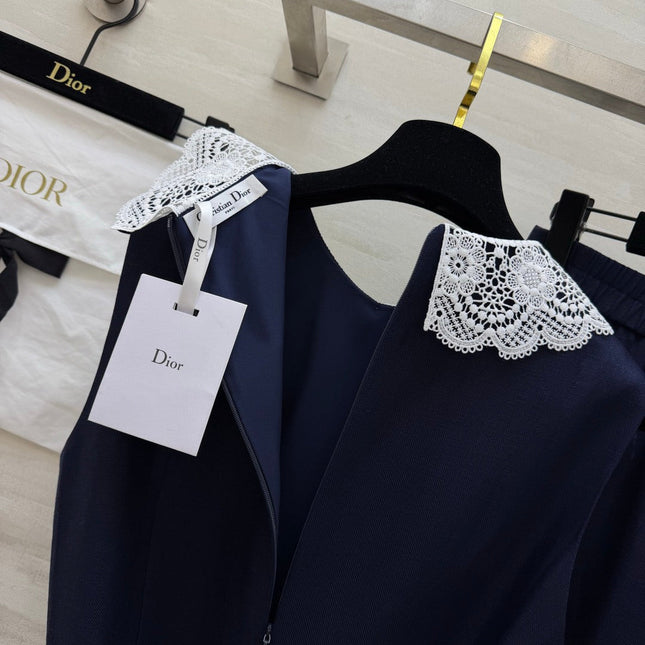 DIOR 26S TWO-PIECE SET WITH LACE-COLLAR TOP AND SKIRT 1386