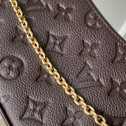 EASY POUCH ON STRAP 19 IN DARK BROWN MONOGRAM EMBOSSED LOGO CALFSKIN