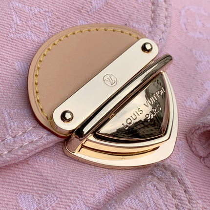 VENICE BACKPACK 24 IN PINK MONOGRAM DENIM GOLD HARDWARE