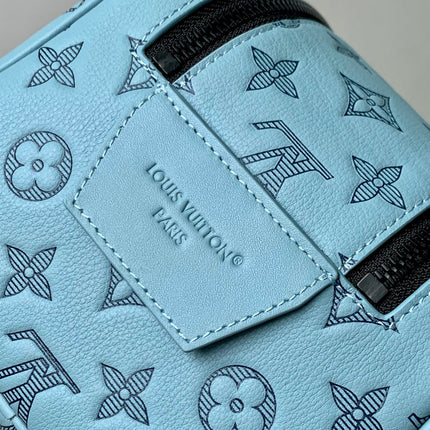 DOPP KIT 28 IN SKY BLUE MONOGRAM SHADOW CALFSKIN EMBOSSED LOGO