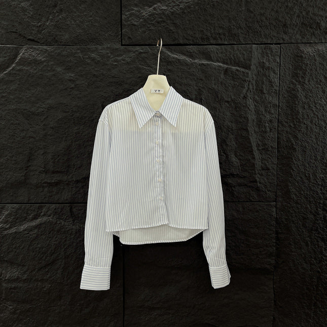 MIU STRIPED SHIRT COTTON BLUE IN COTTON 265839