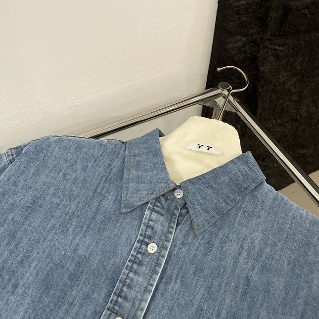 MIU DENIM SHIRT JACKET BLUE 265831