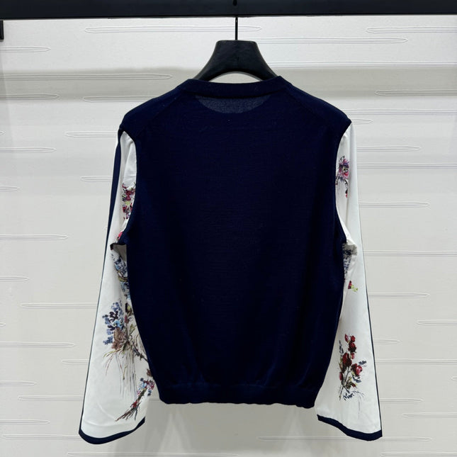 ERDOS FLORAL PATTERN CREW NECK LONG-SLEEVE KNIT CARDIGAN 274824