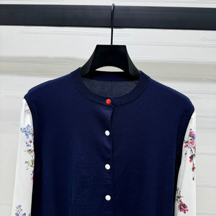 ERDOS FLORAL PATTERN CREW NECK LONG-SLEEVE KNIT CARDIGAN 274824