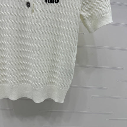 MIUMIU KNITTED POLO SHIRT WHITE 274837