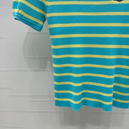 VIVIENE 25S SHORT SLEEVE STRIPED ROUND NECK KNIT SWEATER 264250