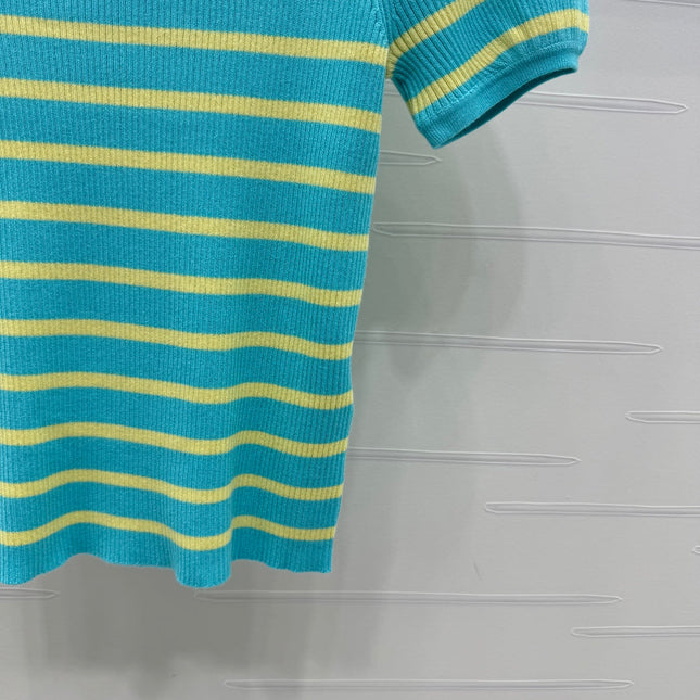 VIVIENE 25S SHORT SLEEVE STRIPED ROUND NECK KNIT SWEATER 264250