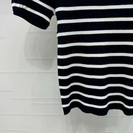 VIVIENE 25S SHORT SLEEVE STRIPED ROUND NECK KNIT SWEATER 264249