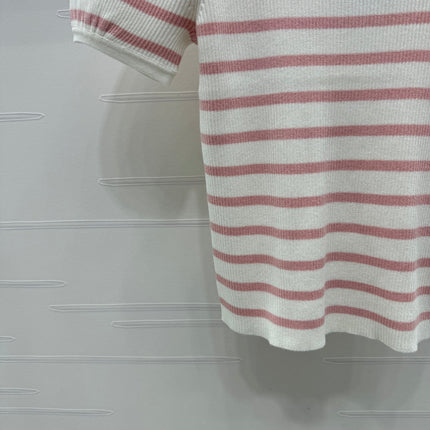 VIVIENE 25S SHORT SLEEVE STRIPED ROUND NECK KNIT SWEATER 264248