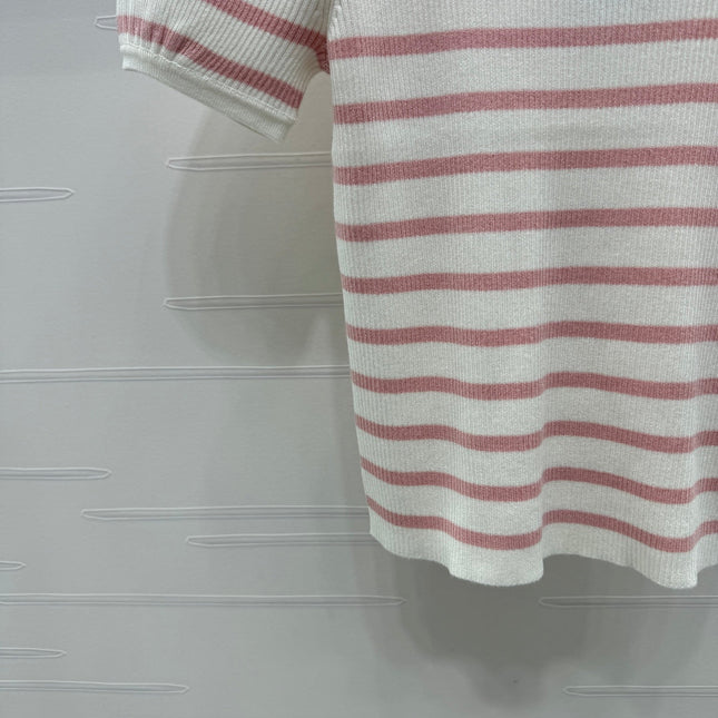 VIVIENE 25S SHORT SLEEVE STRIPED ROUND NECK KNIT SWEATER 264248