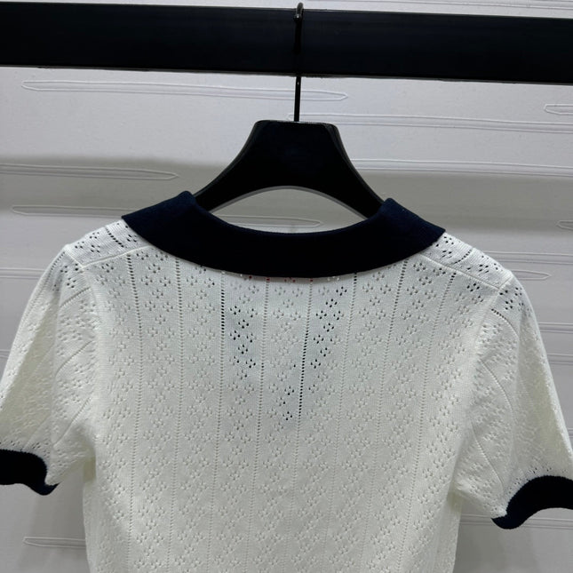 VALENTINO 25S HOLLOW V-NECK BLOUSE 264161