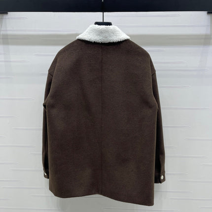LV 25S KNITTED CARDIGAN WITH SHEARLING COLLAR 0153