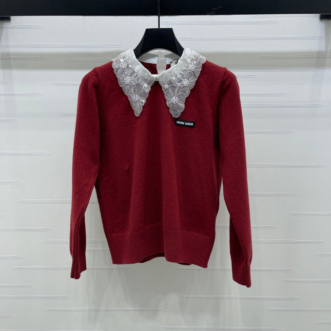 MIUMIU LACE-COLLAR SWEATER STYLE 817