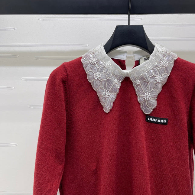 MIUMIU LACE-COLLAR SWEATER STYLE 817