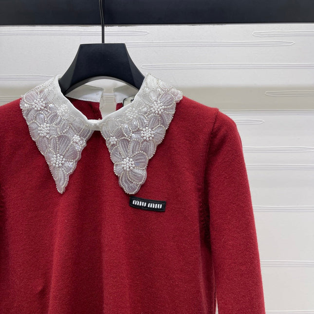 MIUMIU LACE-COLLAR SWEATER STYLE 817