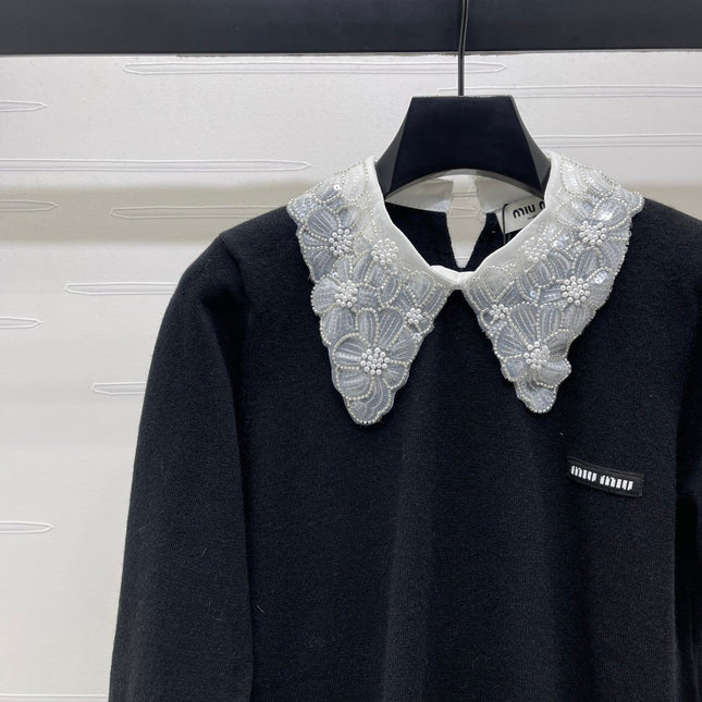 MIUMIU LACE-COLLAR SWEATER STYLE 816