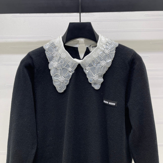 MIUMIU LACE-COLLAR SWEATER STYLE 816