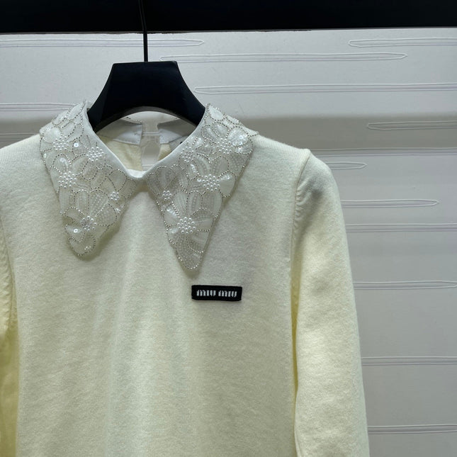 MIUMIU LACE-COLLAR SWEATER STYLE 815