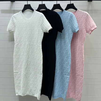 FENDI 26S SHORT-SLEEVE KNIT DRESS 463